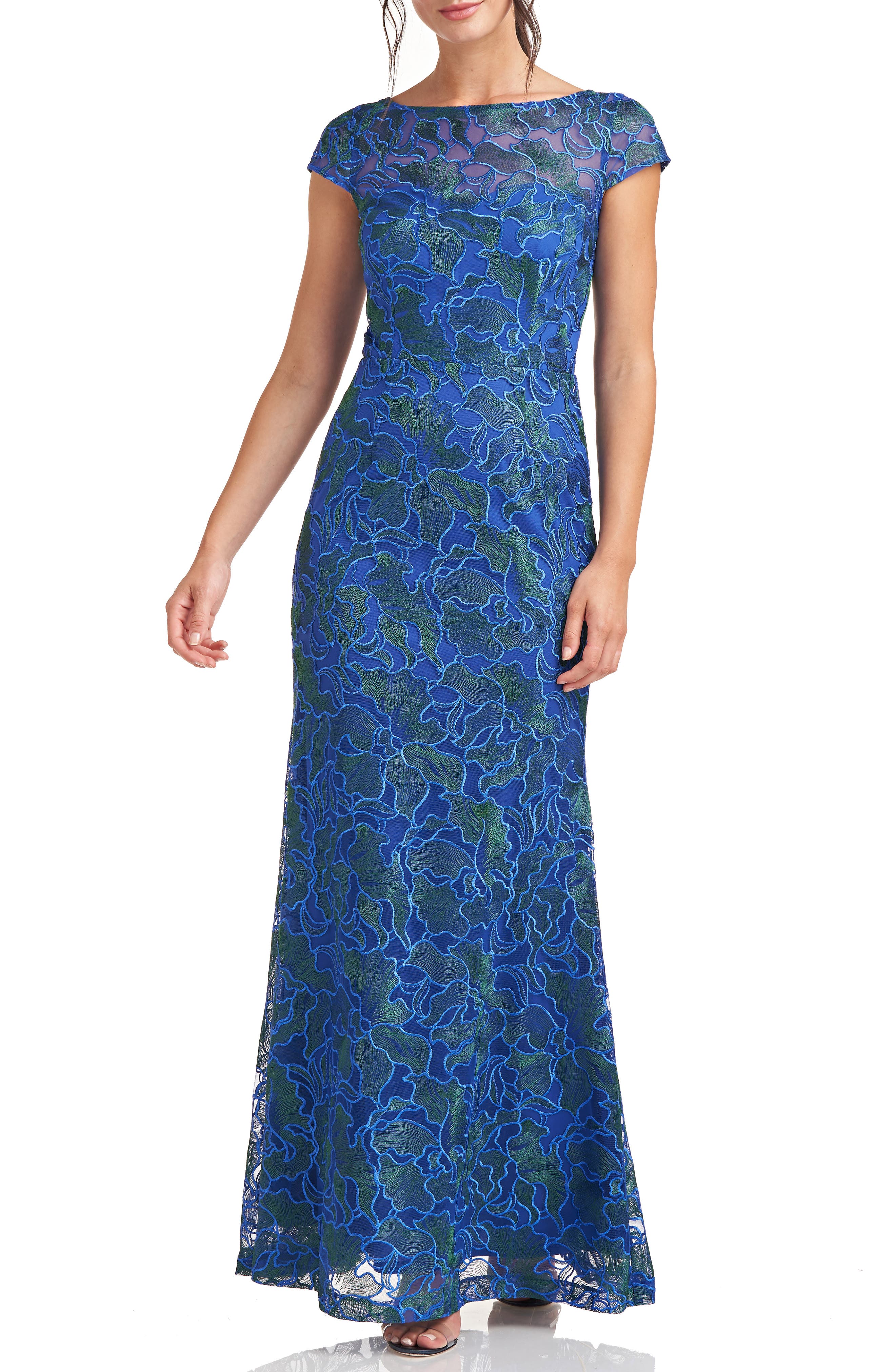 JS Collections Carmen Gown in Blue Womens Clothing Dresses Formal dresses and evening gowns 