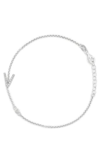 Meshmerise Diamond Initial Bezel Bracelet In White-v