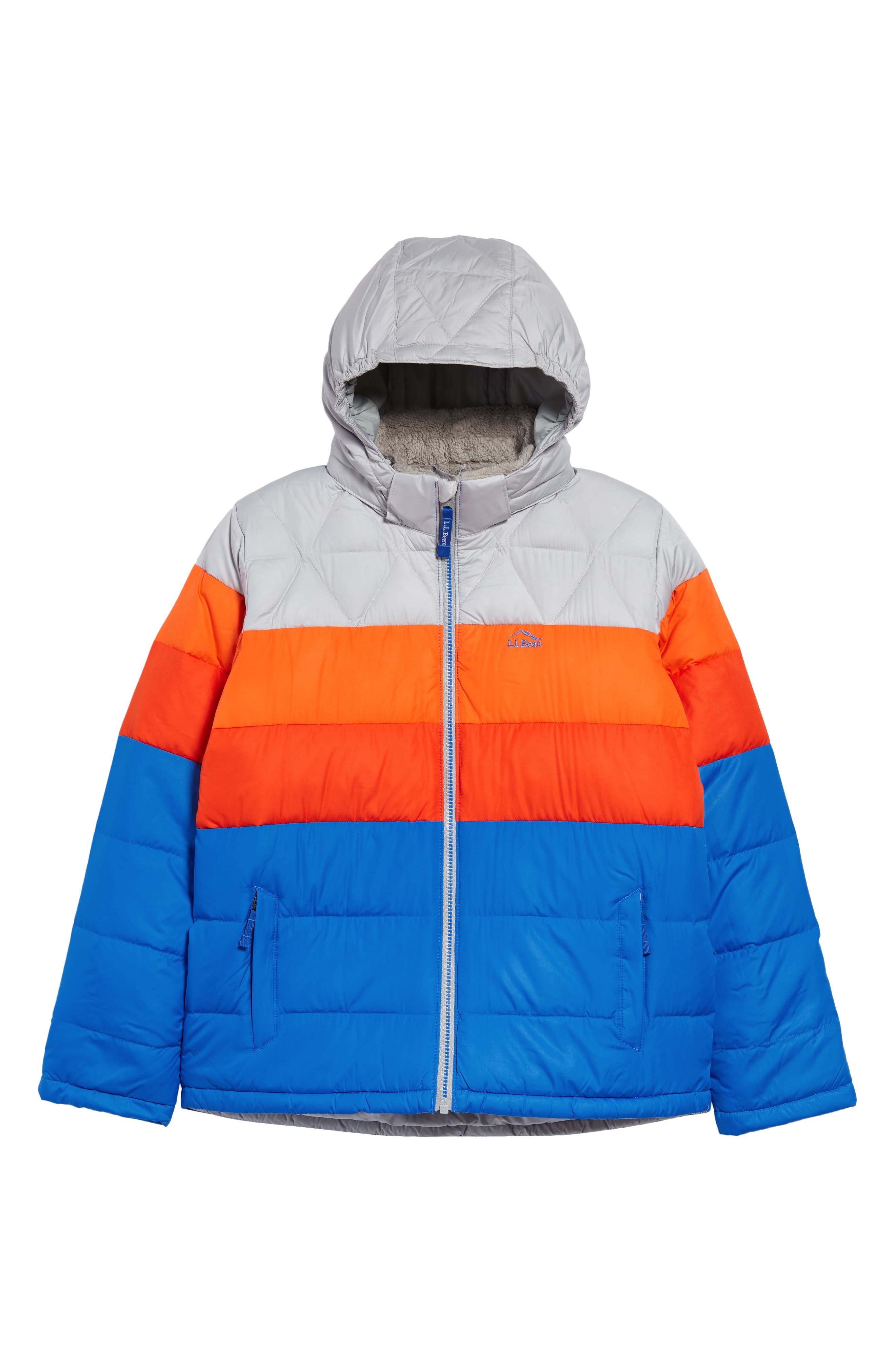 L.l.bean Kids' Water Resistant Hooded Down Puffer Jacket In Blue