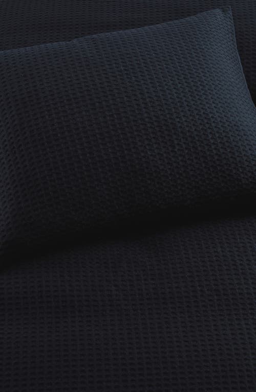 Dkny Modern Waffle Duvet Cover & Shams Set In Faded Black