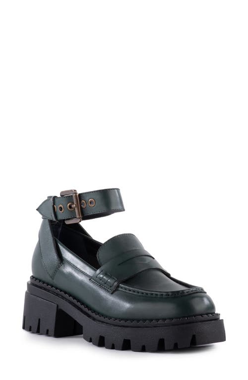 Seychelles Not The One Ankle Strap Lug Penny Loafer Green at Nordstrom,