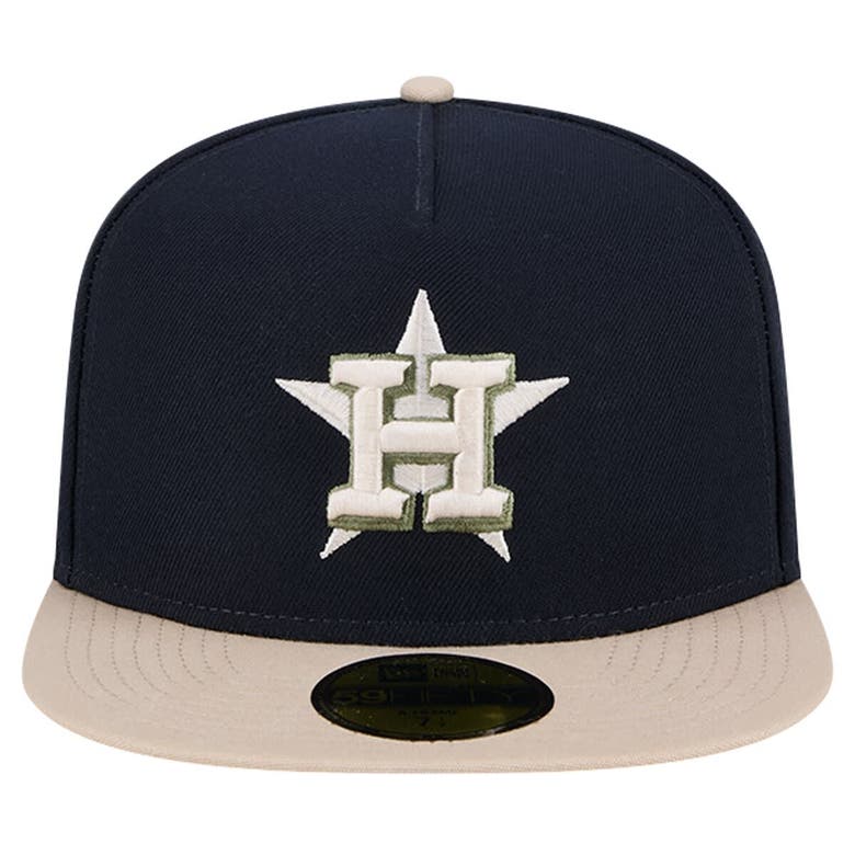 Shop New Era Navy Houston Astros Canvas A-frame 59fifty Fitted Hat