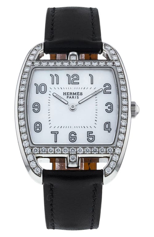 Shop Watchfinder & Co. Hermès  Cape Cod Leather Strap Watch, 29mm In Black/white