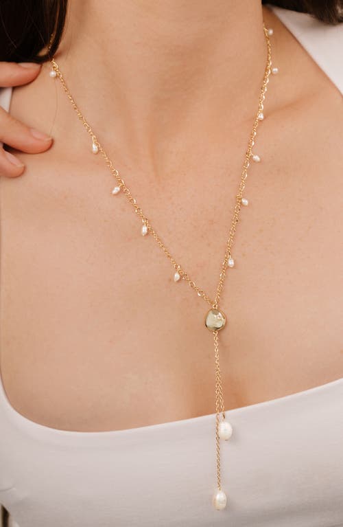 Ettika Freshwater Pearl Station Y-Necklace in Gold at Nordstrom