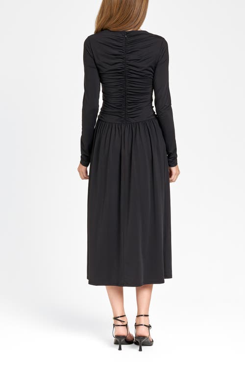 Shop Wayf Pippa Center Ruched Long Sleeve Knit Dress In Black