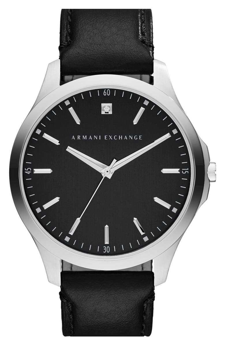 AX Armani Exchange Leather Strap Watch, 46mm | Nordstrom