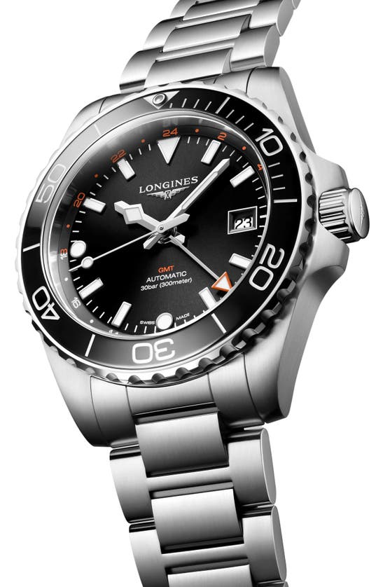 Longines Men's Swiss Automatic Hydroconquest Stainless Steel Steel Bracelet Watch 41mm In Black