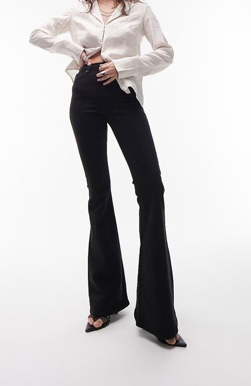 Topshop Jamie Flare Jeans in Black at Nordstrom, Size 30 Tall