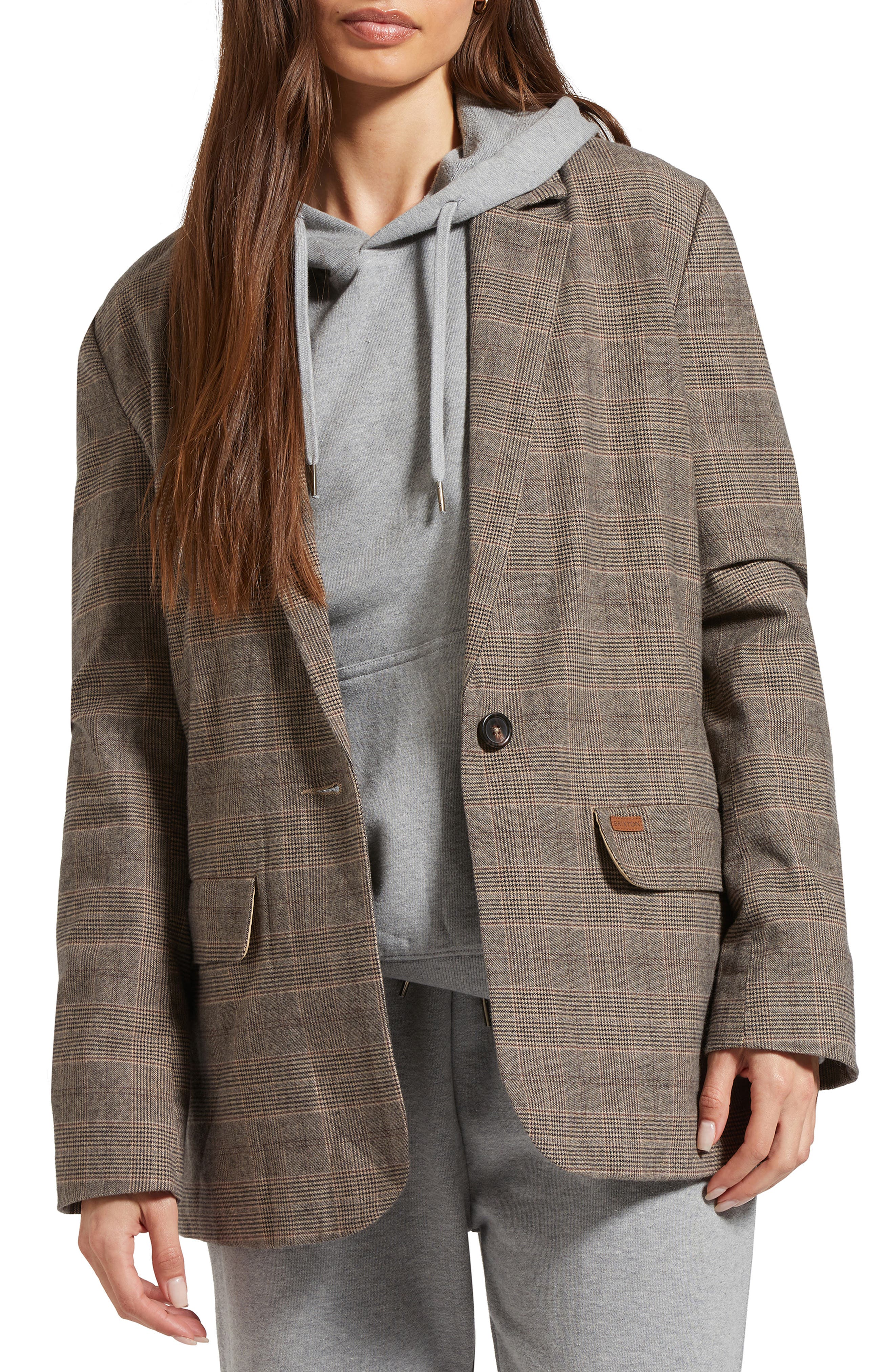 Brixton Manhattan Houndstooth Stretch Cotton Sport Coat In Brown/cream Houndstooth