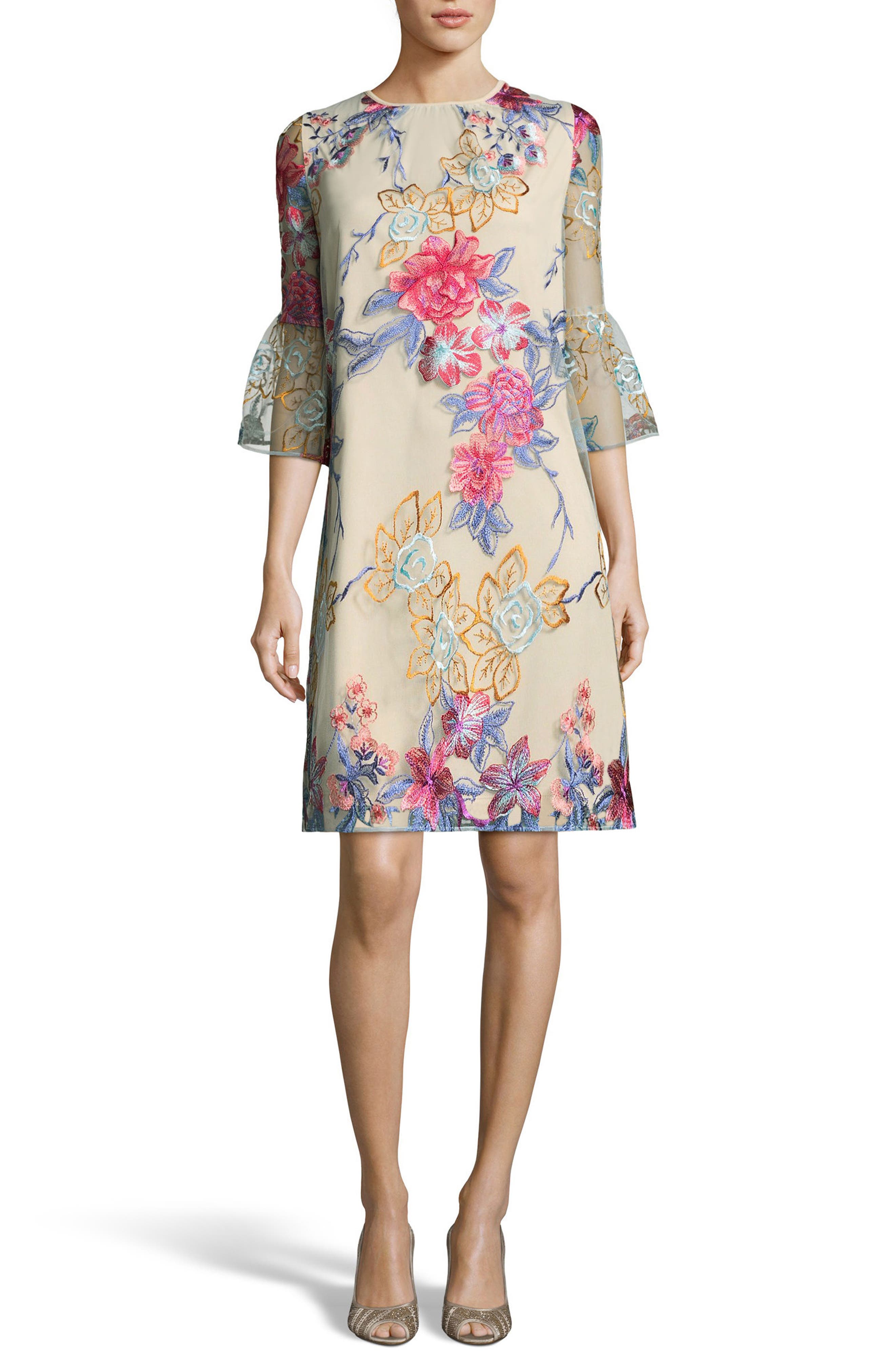ECI Floral Embroidered ALine Dress Nordstrom
