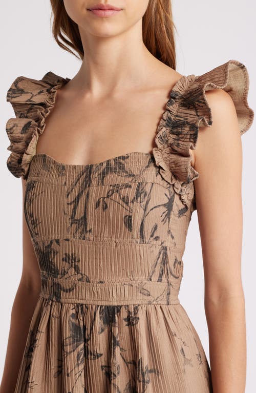 Moon River Floral Sundress In Mocha Multi