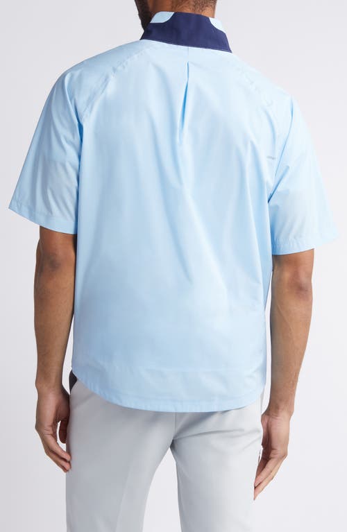 Johnnie-o Stealth Stowable Short Sleeve Pullover Rain Jacket In Maliblu
