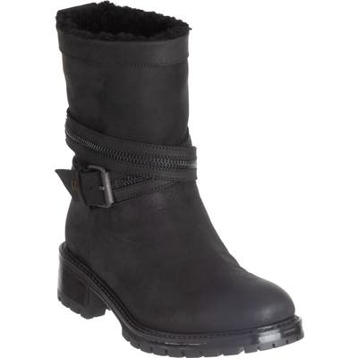 Ross & Snow Cristiana Genuine Shearling Lined Moto Boot, Black