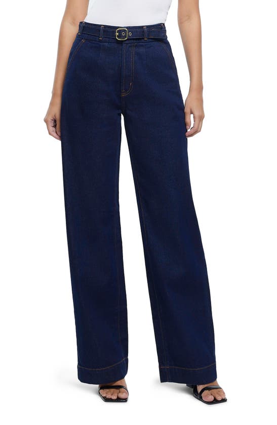 RIVER ISLAND CAYANNE BELTED NONSTRETCH TROUSER JEANS