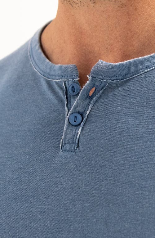Devil-dog Dungarees Burnout Henley In Faded Blue