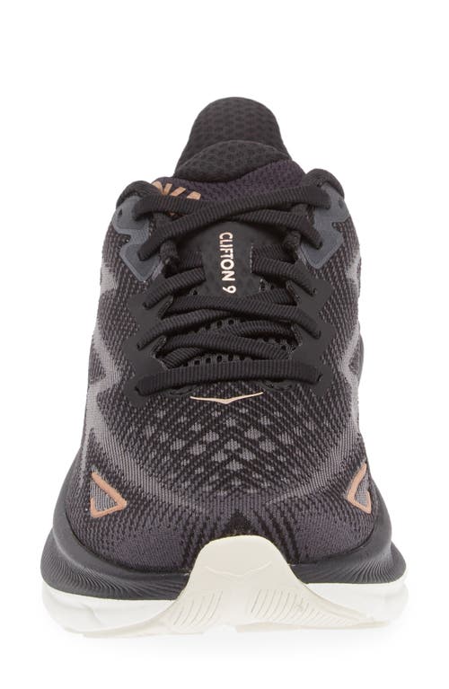 Hoka Clifton Running Shoe In Black/rose Gold