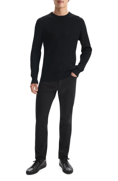 Shop Theory Riland Cabled Cotton Crewneck Sweater In Black