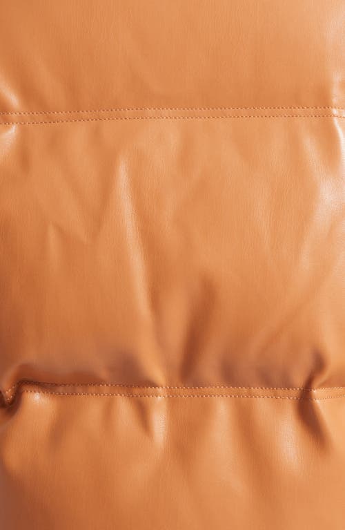Cinq À Sept Maris Short Vegan Leather Quilted Puffer Coat In Chestnut Brown