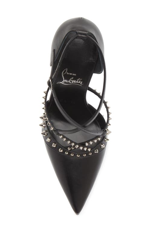 Shop Christian Louboutin Tatooshka Spike Pointed Toe Pump In Black/sv/lin Black