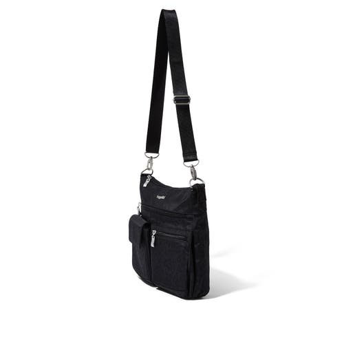 Baggallini Modern Everywhere Slim Crossbody Bag With Rfid Wristlet In Black Cheetah Emboss