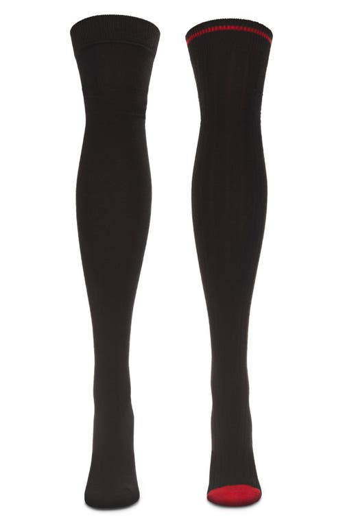 Memoi Tipped Assorted 2-pack Over The Knee Socks In Black