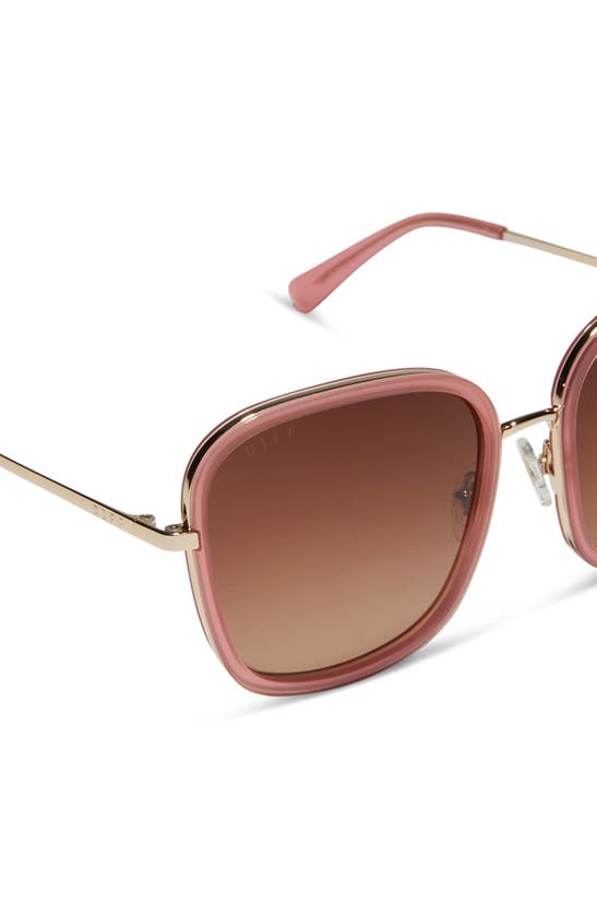 Shop Diff Genevive 57mm Polarized Square Sunglasses In Guava / Brown Gradient