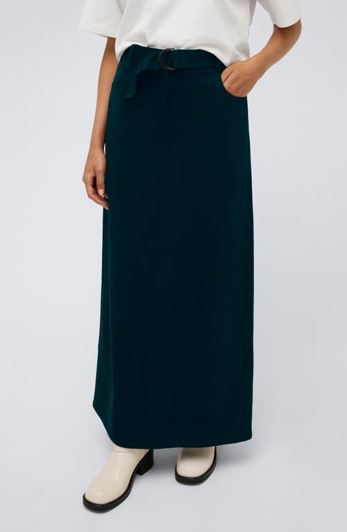 Shop Kenneth Cole Belted Maxi Skirt In Dark Navy