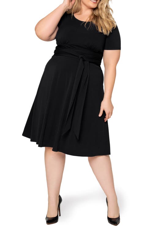 Leota Brittany Print Fit & Flare Jersey Midi Dress in Solid Black
