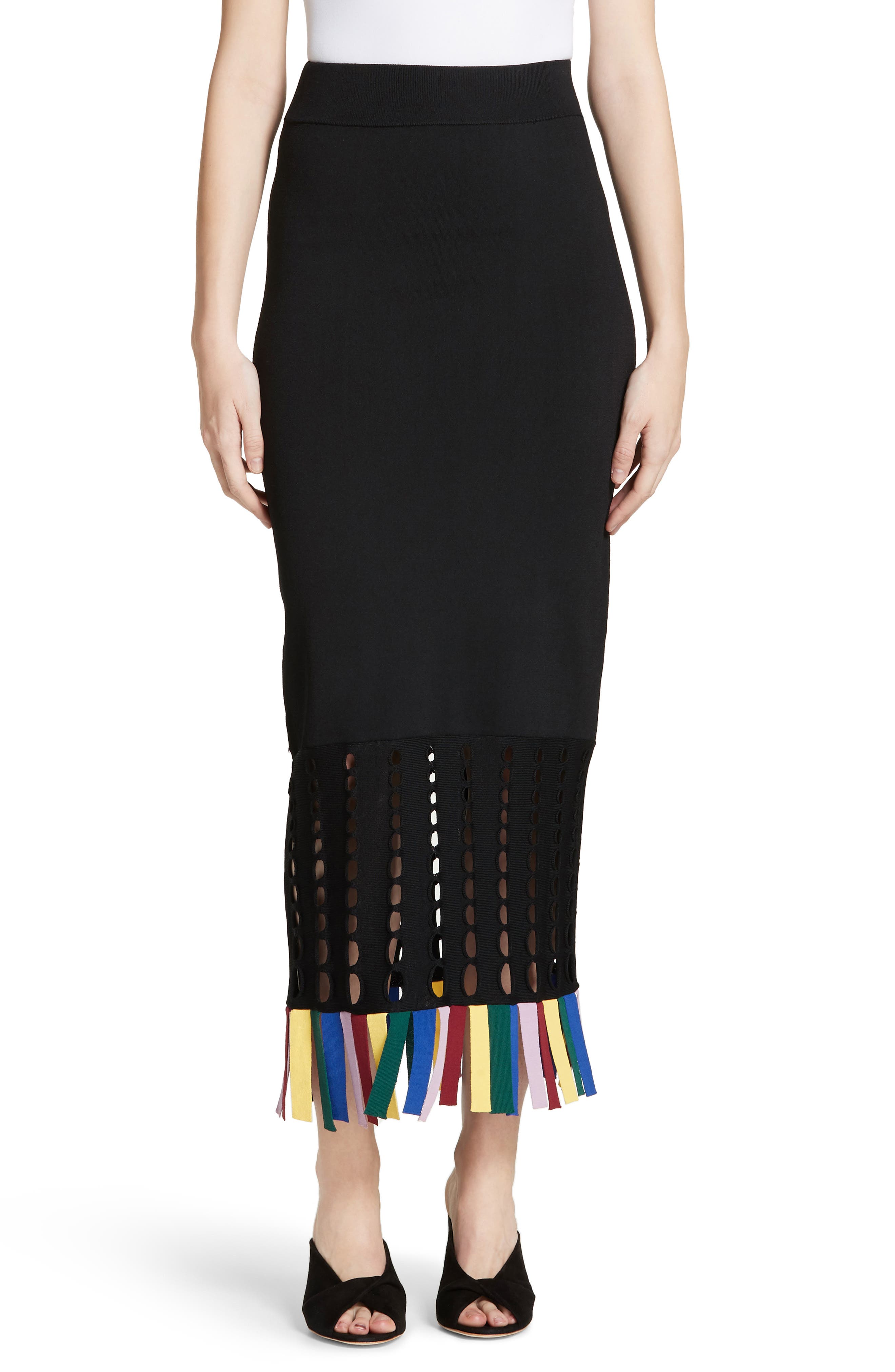 Staud Garage Rainbow Fringe Maxi Skirt