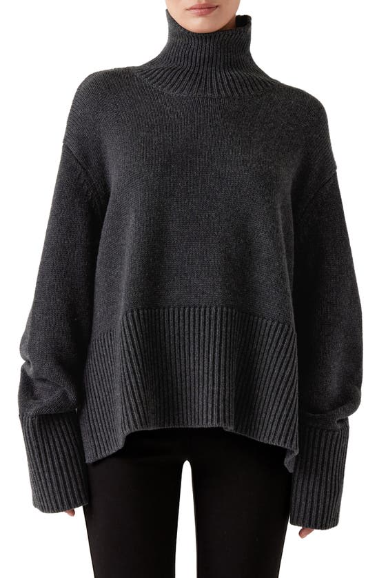 Sophie Rue Della Wool & Cotton Turtleneck Sweater In Charcoal