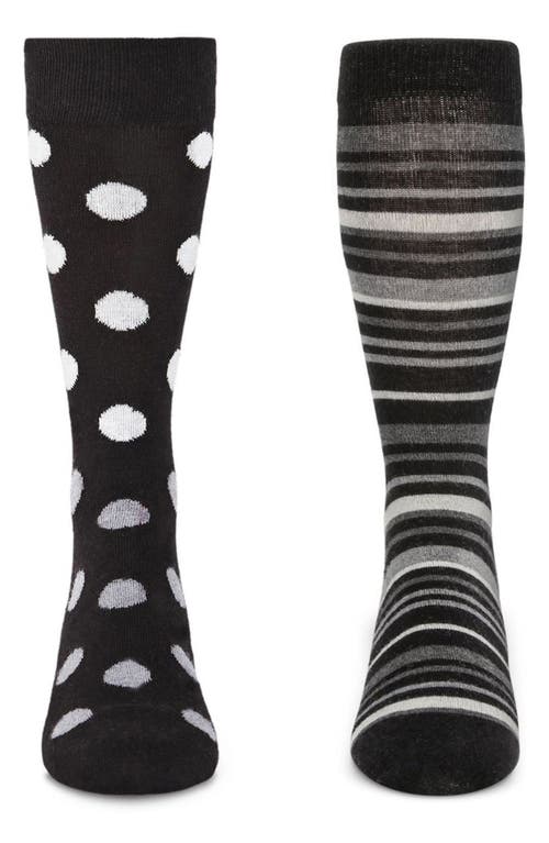 Memoi Assorted 2-pack Crew Socks In Black-black