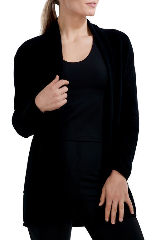 NZ ACTIVE by NIC+ZOE NZ Active Cool Down Open Front Cotton Blend Cardigan in Black Onyx