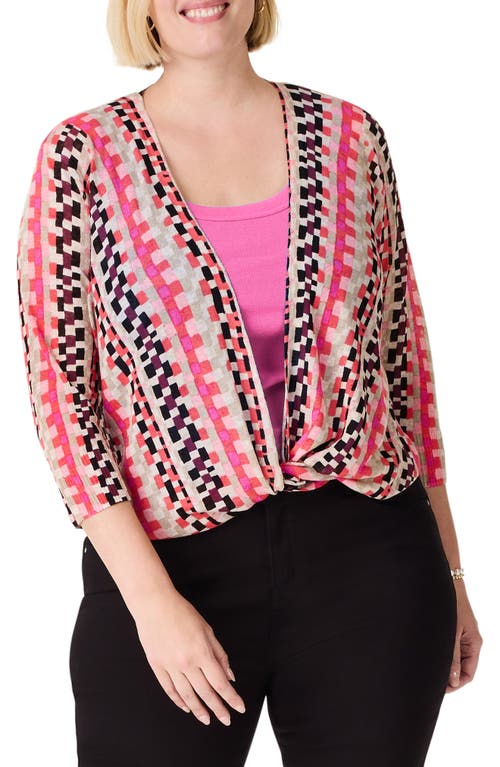 Shop Nic + Zoe Nic+zoe Pixel Sunset 4-way Linen Blend Convertible Cardigan In Pink Multi