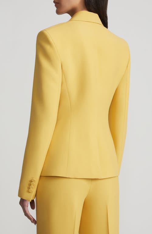 Shop Lafayette 148 New York Peaked Lapel Wool & Silk Crepe Jacket In Canary Yellow