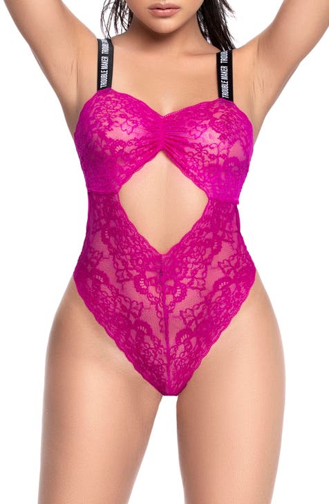Baby Pink Underwired Cut Out Lace Body