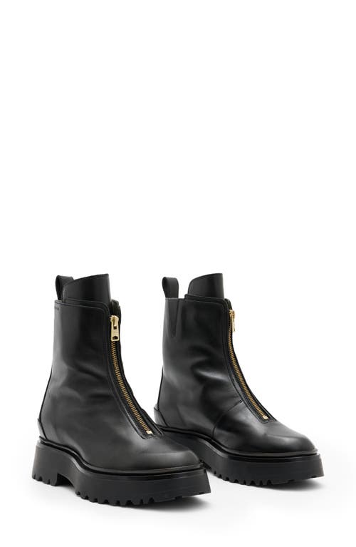 AllSaints Ophelia Zip-Up Boot Black at Nordstrom,