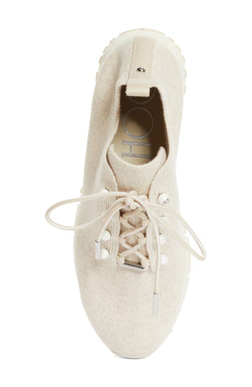 Shop Jimmy Choo Veles Imitation Pearl Knit Sneaker In Bamboo Mix