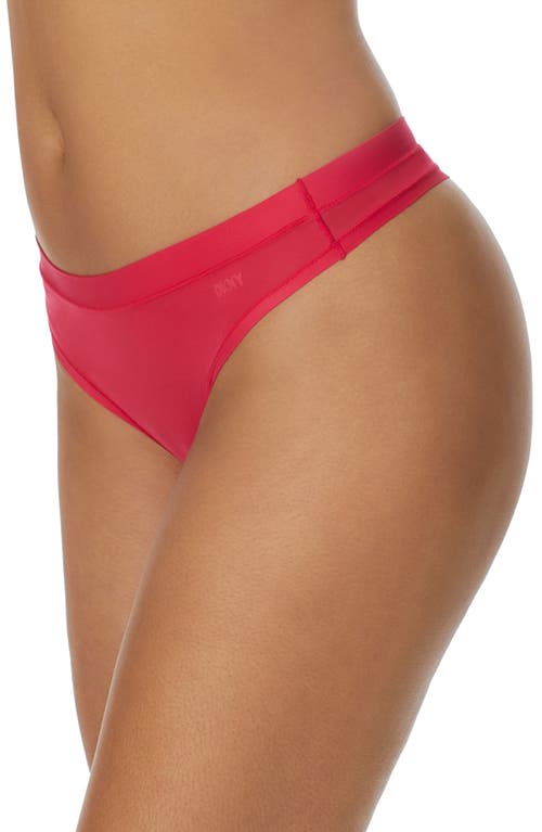 Shop Dkny Litewear Active Comfort Thong In Viva Magenta