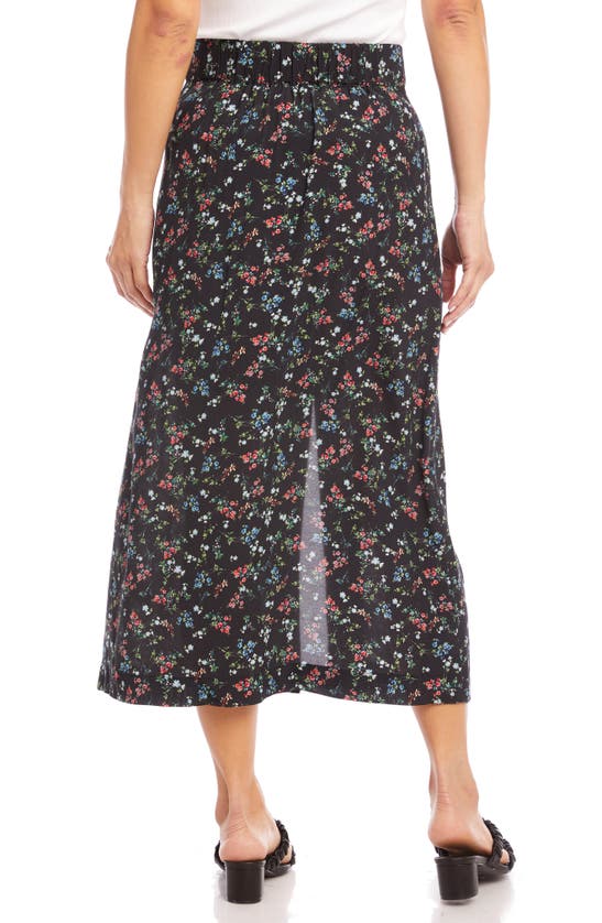 Karen Kane Floral Print Front Button Midi Skirt In Print