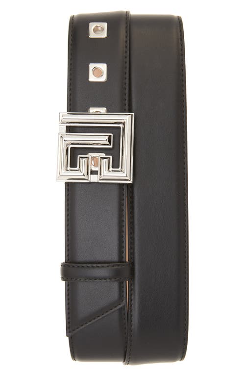 Balmain Monogram Buckle Calfskin Leather Belt In Black