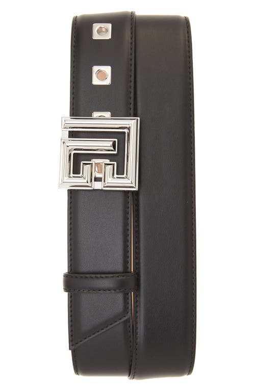 Balmain Monogram Buckle Calfskin Leather Belt in 0Pa Black