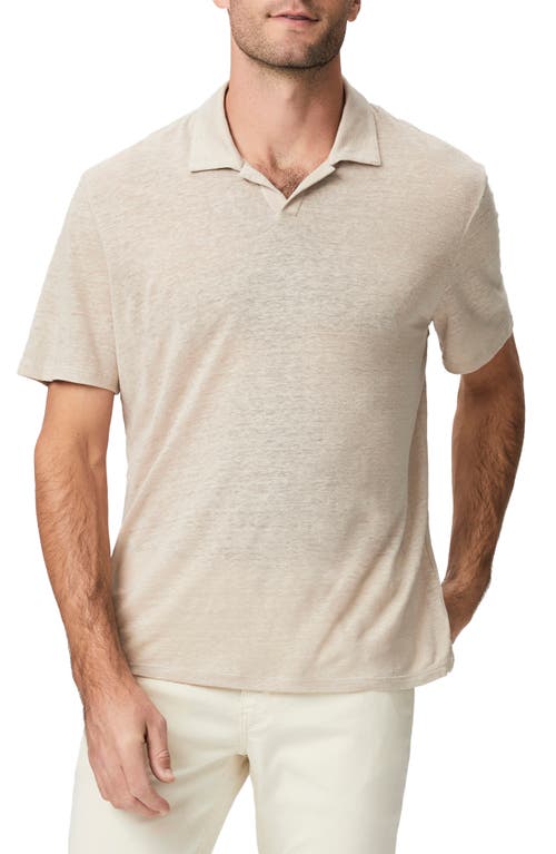 PAIGE Shelton Slub Linen Polo Mocha Cream at Nordstrom,