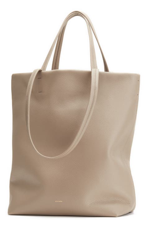 beige leather tote