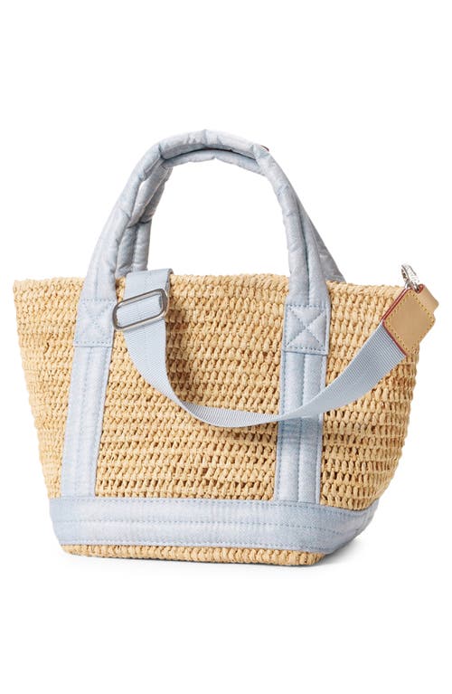 Shop Mz Wallace Mini Raffia Tote In Raffia/chambray