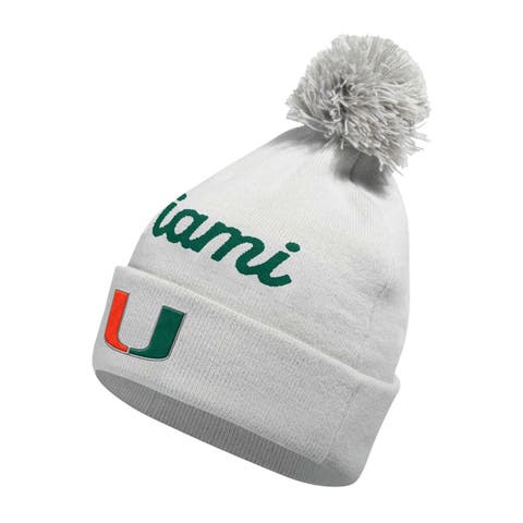 Miami Dolphins Men's 47 Natural Cuffed Pom Knit Hat