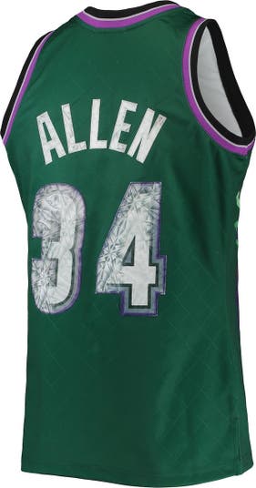Mitchell & Ness Men's Ray Allen Green, Purple Milwaukee Bucks