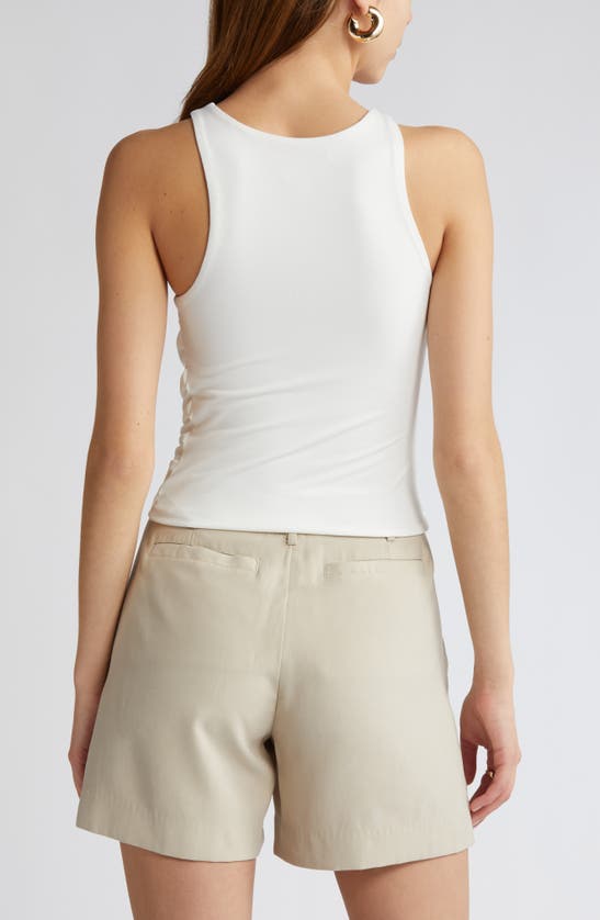 Shop Open Edit Side Ruched Tank In Ivory Cloud