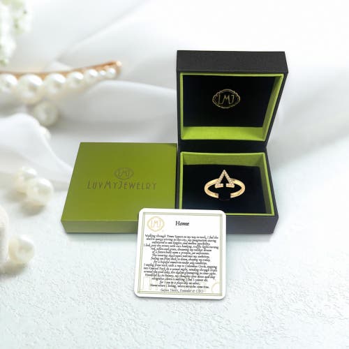 Luvmyjewelry Aim High Open Triangle Sterling Silver Diamond Ring In 14kt Gold Vermeil On Sterling