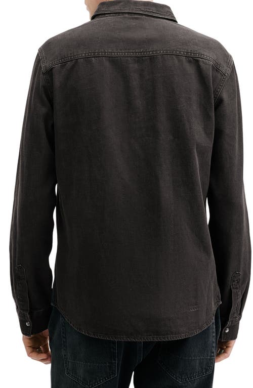 Allsaints Mens Black Bandol Resort-collar Long-sleeve Linen-blend Shirt Xxl In Grey