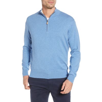 Peter Millar Crown Quarter Zip Pullover Sweater, Blue
